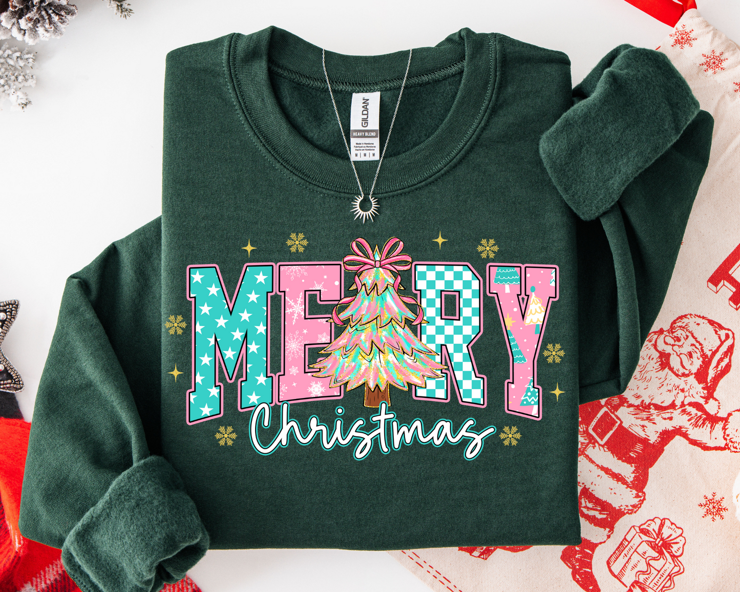 Star & Checkered Merry Christmas Sweatshirt