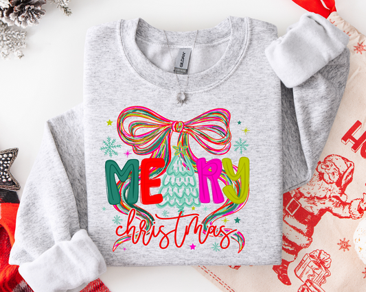 Merry Christmas Coquette Bow Sweatshirt