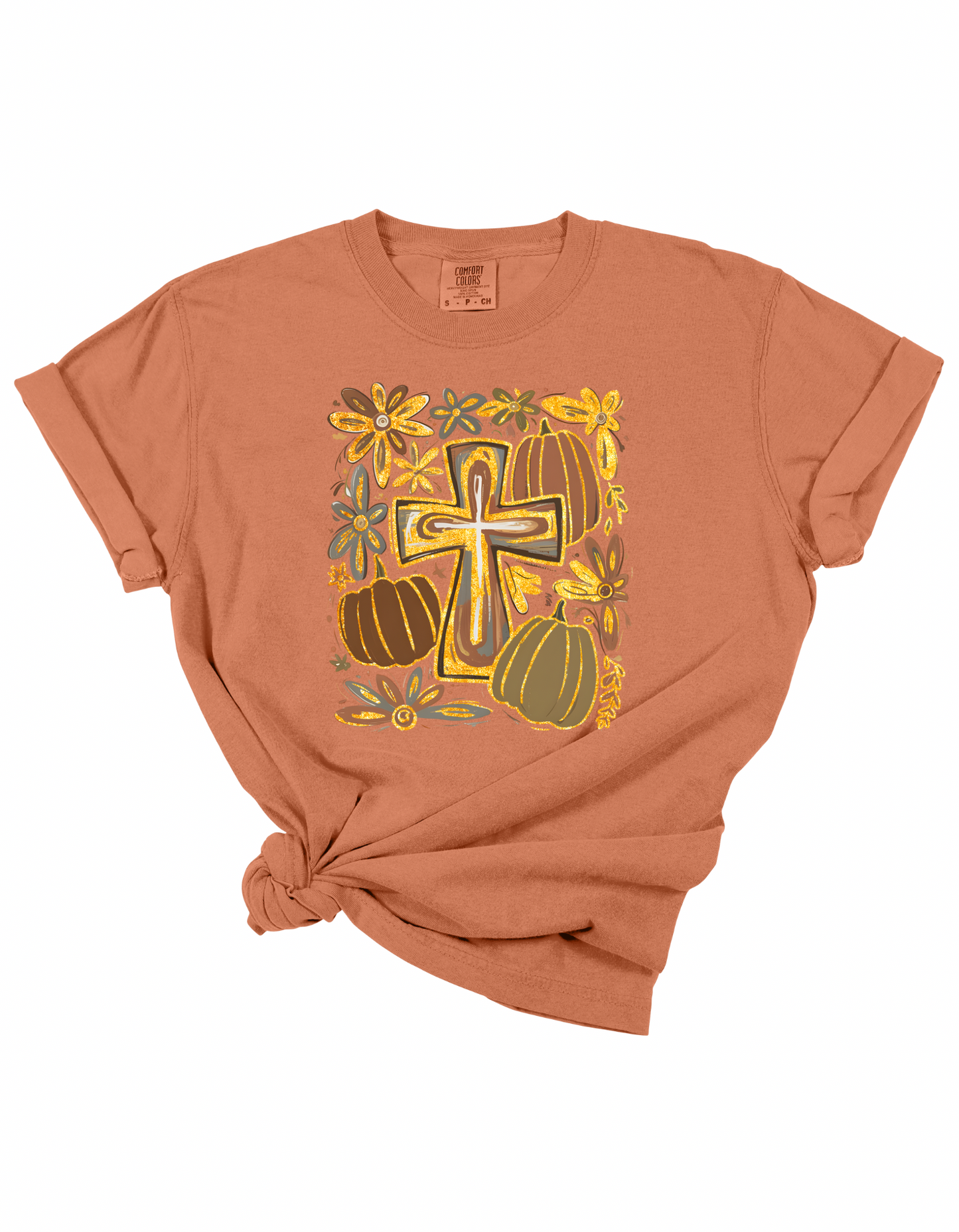 Fall Cross & Pumpkin Tee