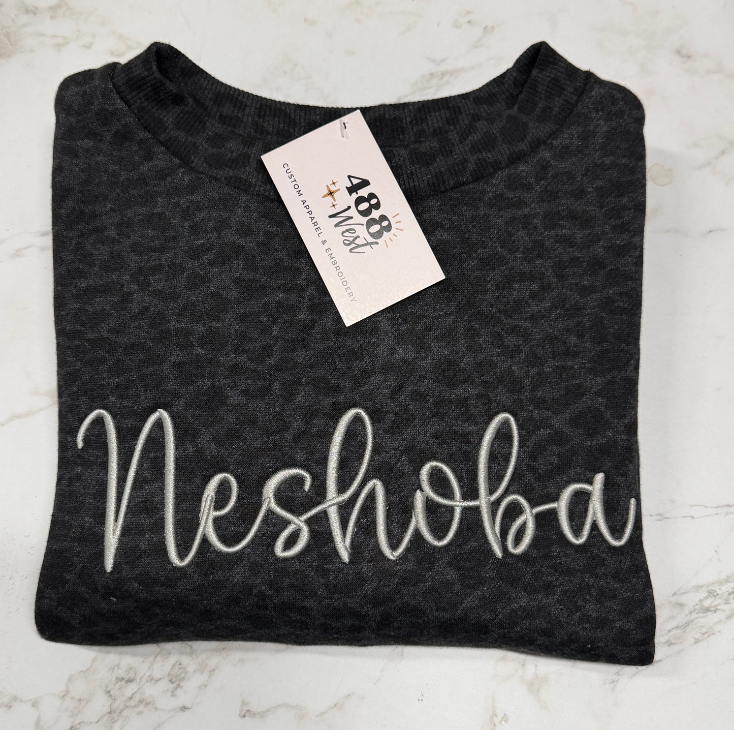 Custom 3D Puff Embroidered Leopard Sweatshirt