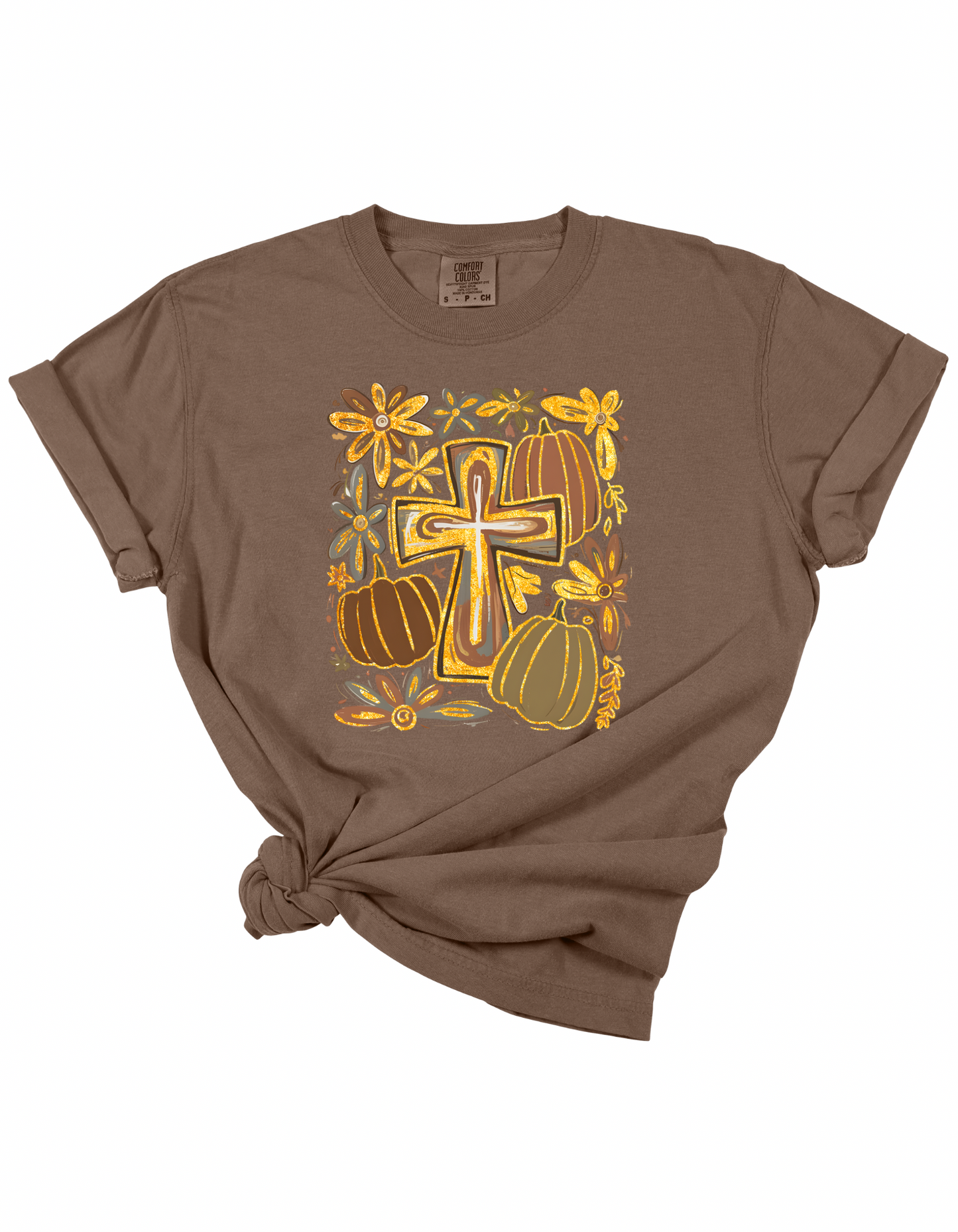 Fall Cross & Pumpkin Tee