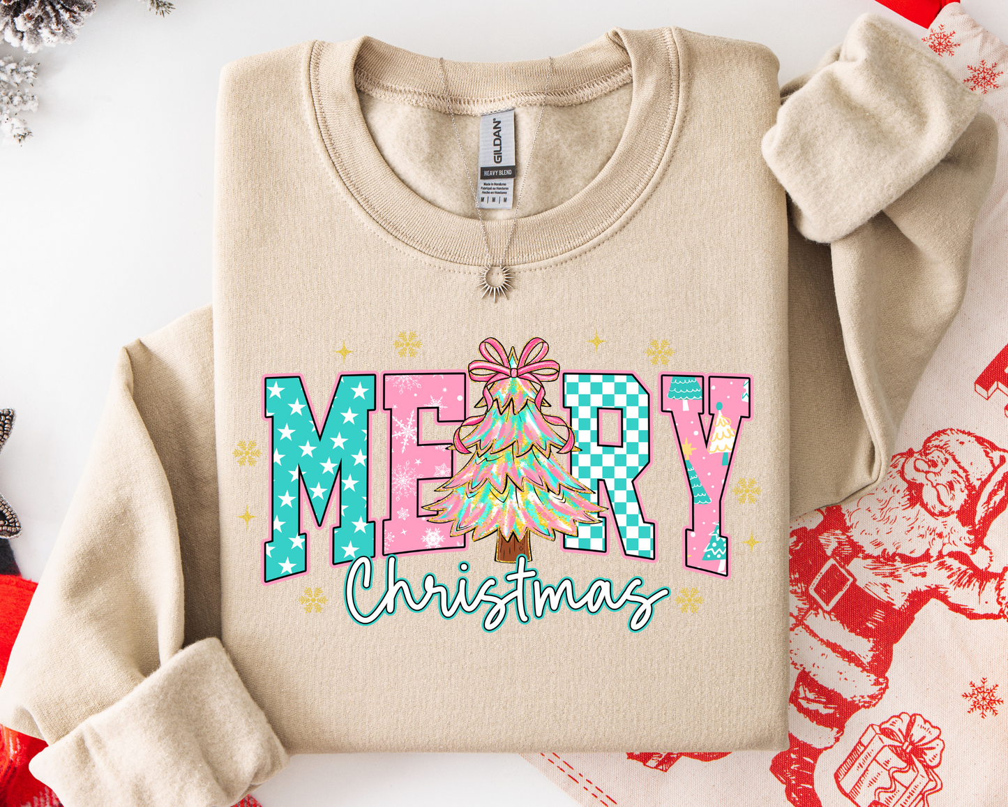 Star & Checkered Merry Christmas Sweatshirt
