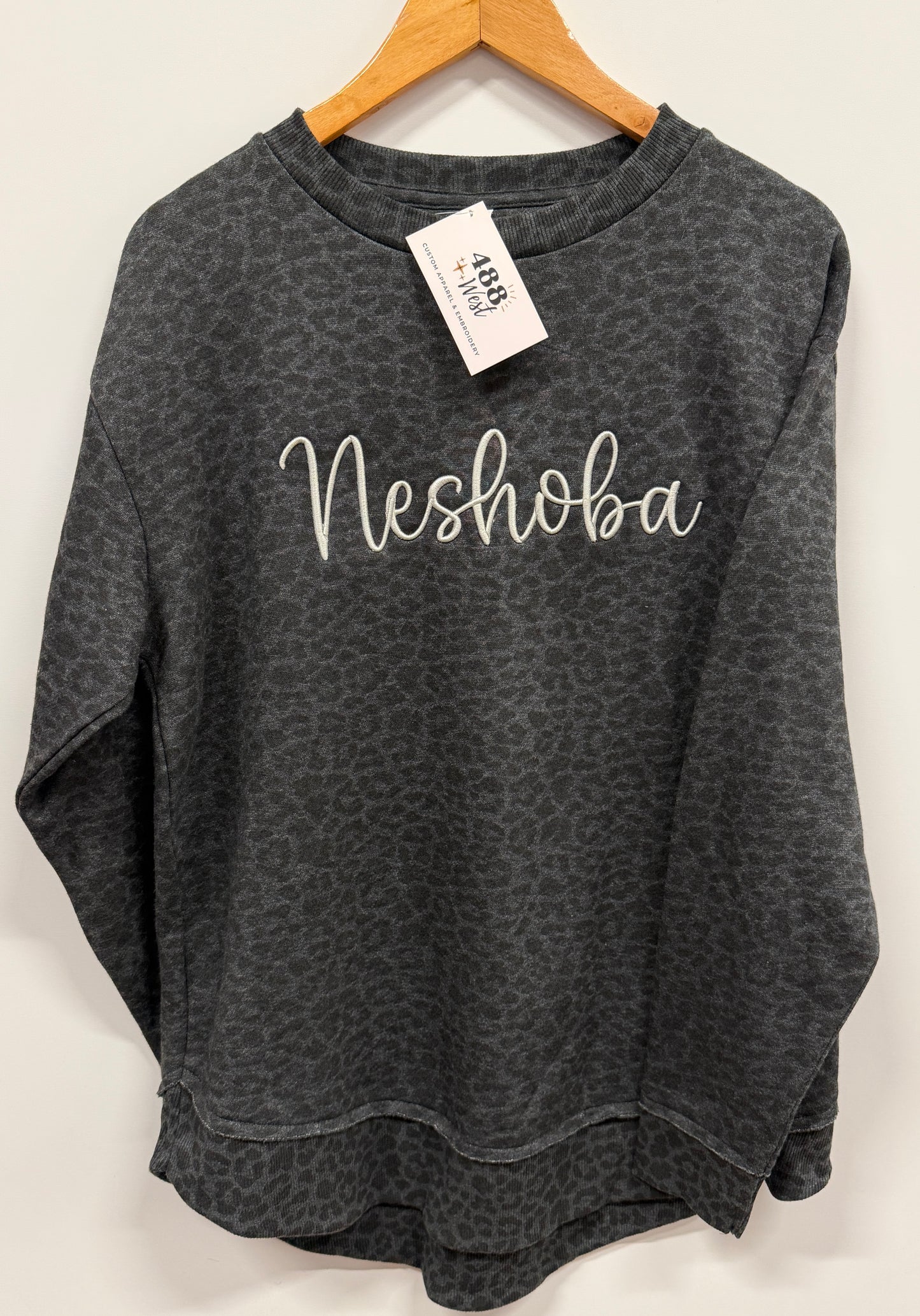 Custom 3D Puff Embroidered Leopard Sweatshirt