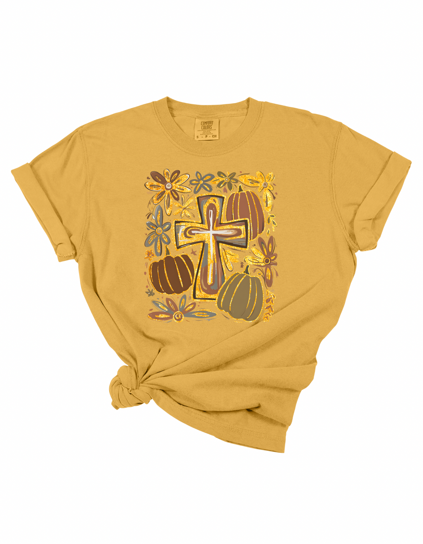 Fall Cross & Pumpkin Tee