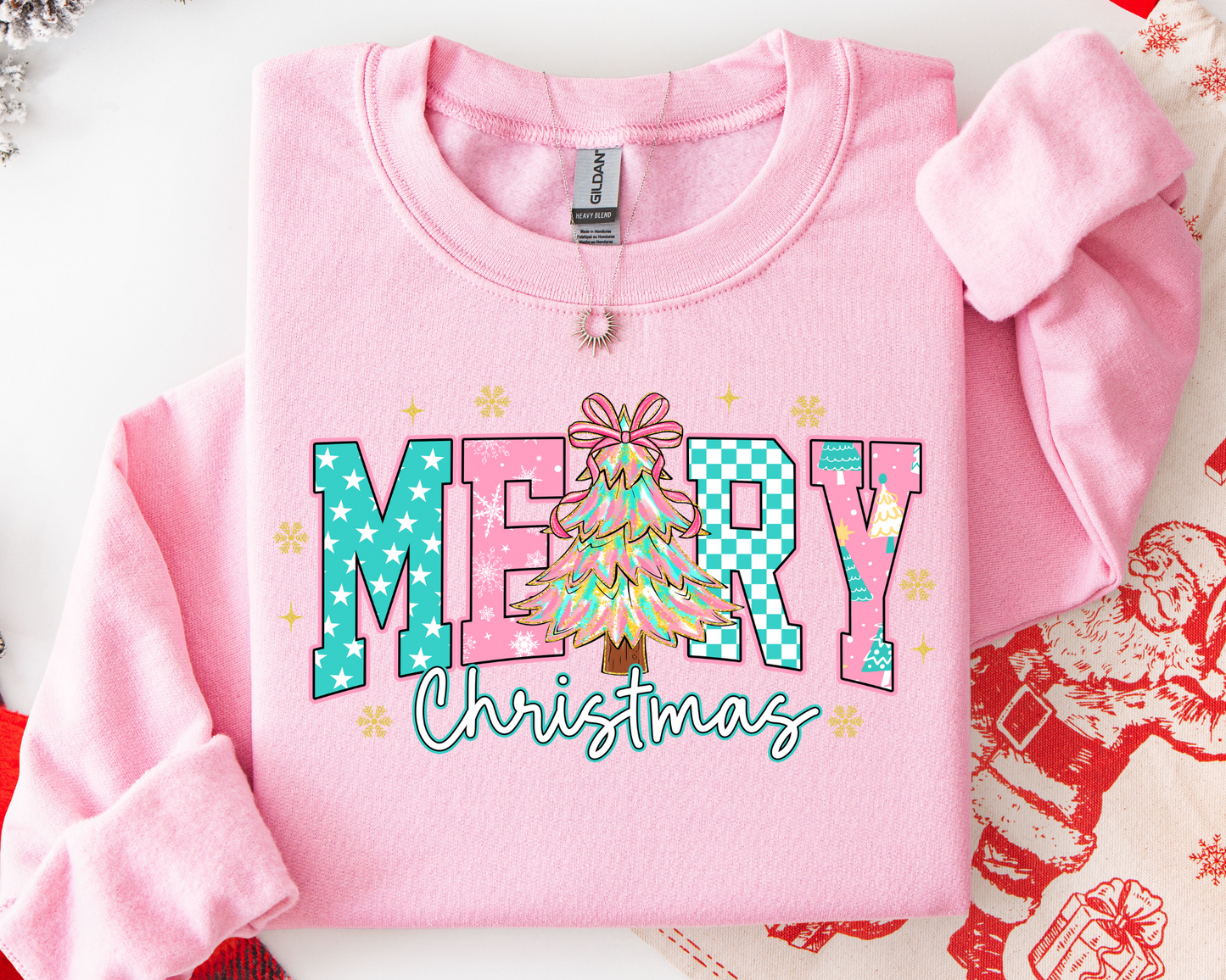 Star & Checkered Merry Christmas Sweatshirt