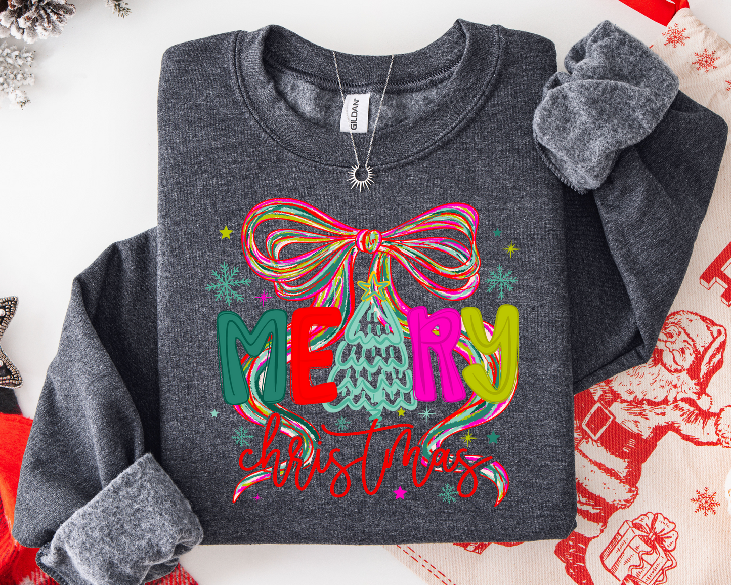Merry Christmas Coquette Bow Sweatshirt