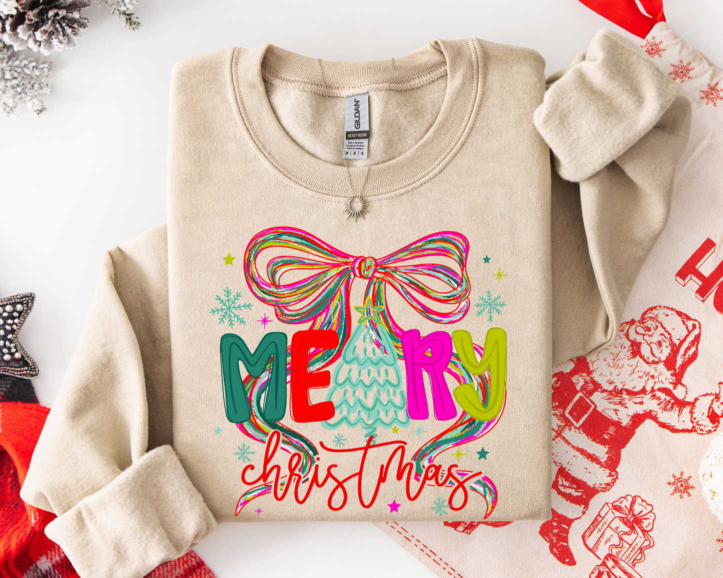 Merry Christmas Coquette Bow Sweatshirt