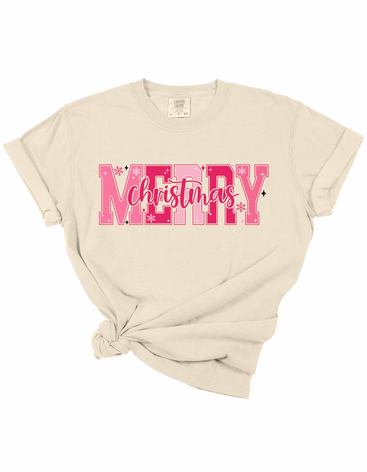 Pink Merry Christmas Tee