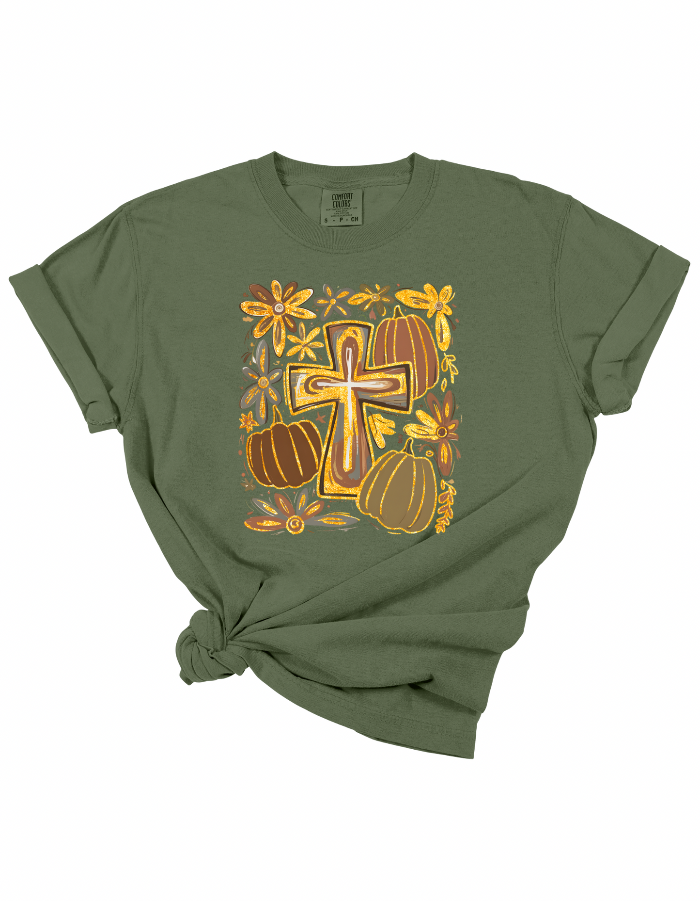 Fall Cross & Pumpkin Tee