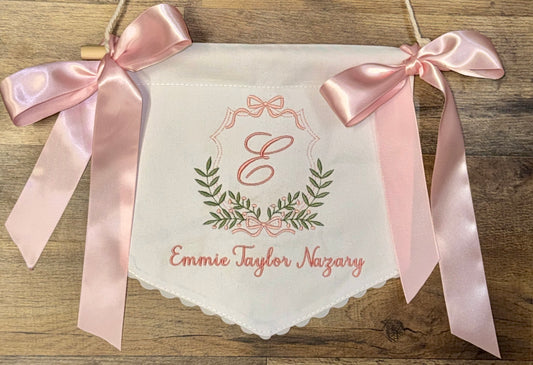 Custom Embroidered Baby Banner | Personalized Hospital Door Hanger