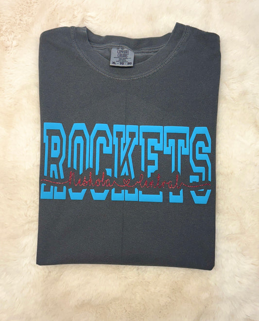 Rockets Cutout Tee in Dark Grey