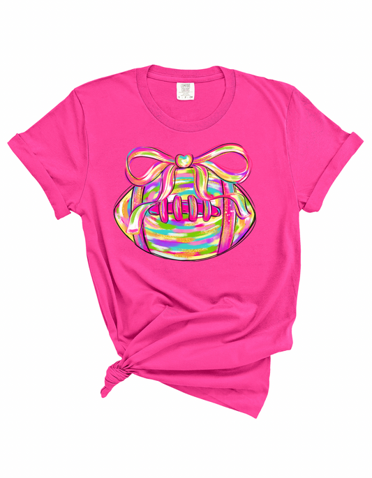 Colorful Football Bow Tee