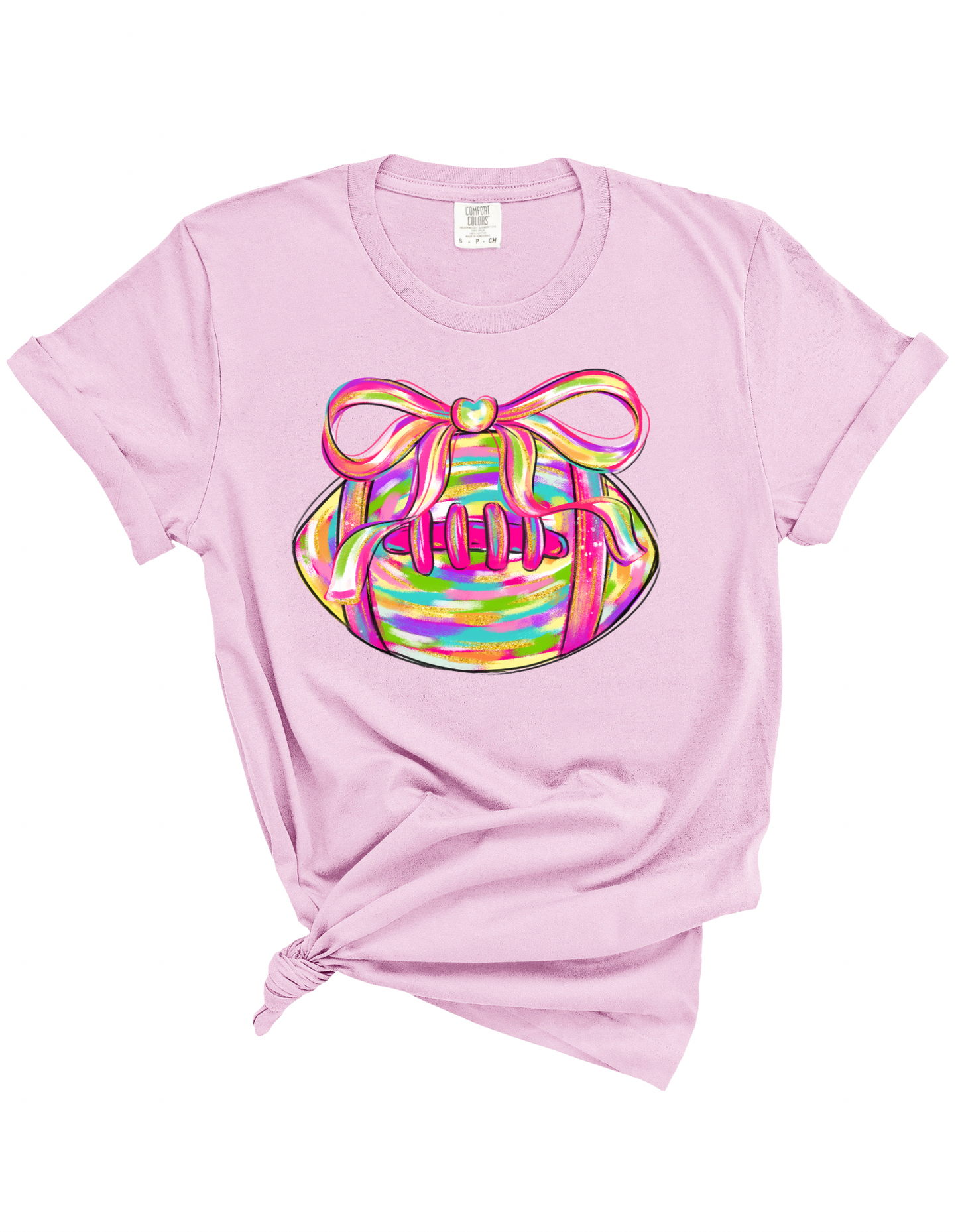 Colorful Football Bow Tee